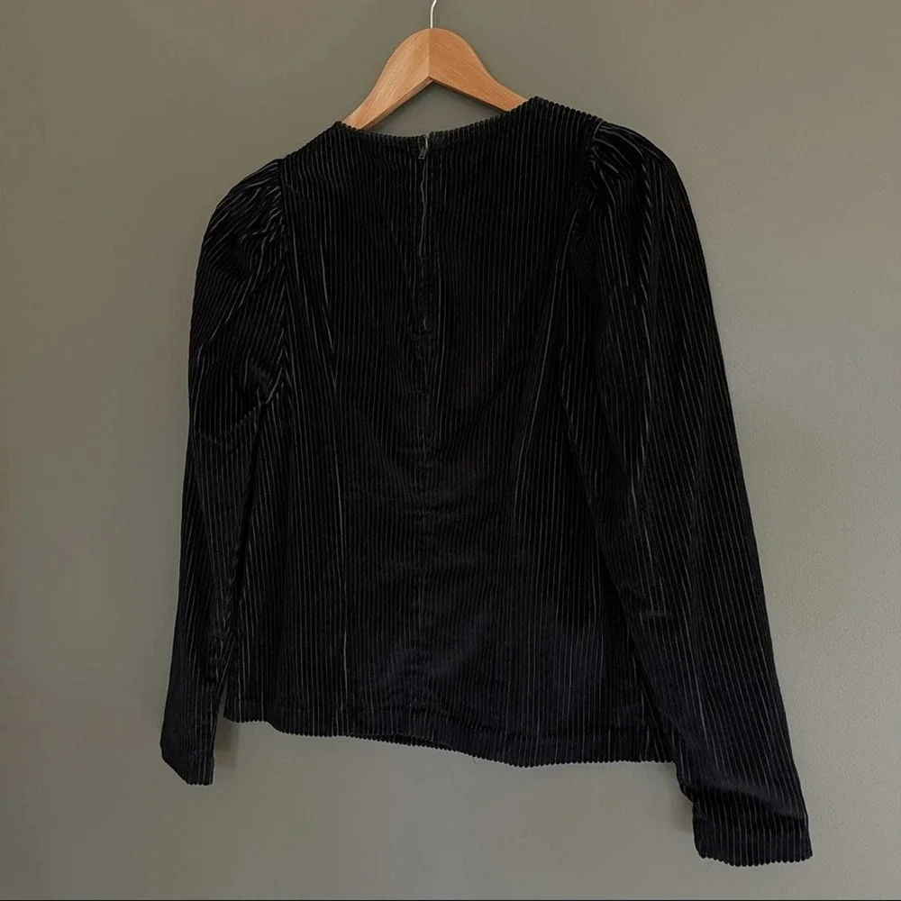 NWT Ulla‎ Johnson Finn Top Round Neck Corduroy Sweater In Black Size 4